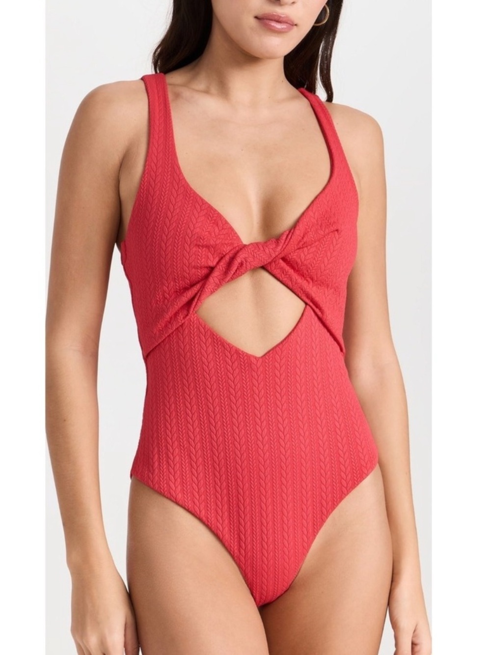Beach Riot Tyler Textured One Piece Red Swimsuit Twist Cut Out